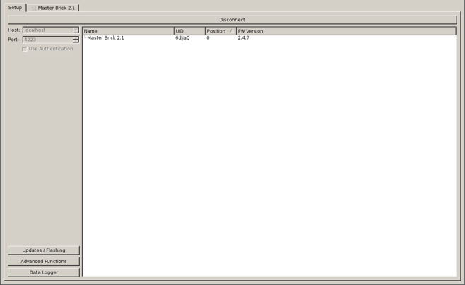 Setup-Reiter eines Master Brick ohne weitere Module